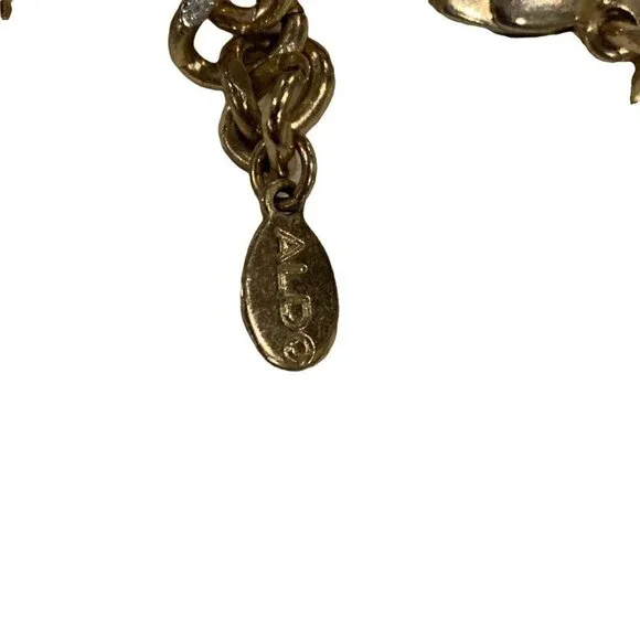 Aldo Statement Necklace Navy Blue Gold Big Chunky Bold Chain Retro Classic - Picture 4 of 12